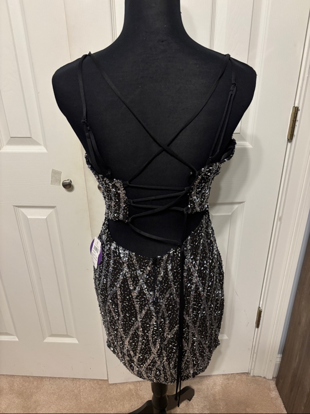 Windsor Hartley Lace-Up Sequin Mini Dress - Picture 7 of 13